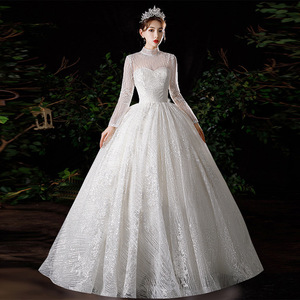 S6734F    Livraison directe 2026 Nouvelle robe de mariée  Dream Damn Tail Terrants Femmes  Grande taille Tissu en dentelle pour femmes Robe de mariée pour fête - Product Image 1