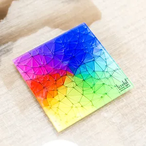 Iridescent Gradient Color Art Iridescent Dichroic Coating Glass Colored Safety Deep Processing Tempered Laminated Decorative Glass