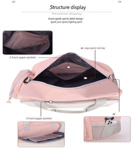 Venta al por mayor bolsa de gimnasio para hombres y mujeres bolsa de lona deportiva mochila de viaje Weekender bolsa de noche con compartimento para zapatos negro - Product Image 4