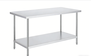 Mesa de Trabajo de Acero Inoxidable, Mesa de Trabajo de Metal Resistente de 2 Niveles, Estación de Trabajo Comercial para Cocina, Garaje, Restaurante, Patio Trasero - Product Image 4