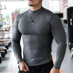 Men Gym Compression Shirt Under Base Layer Tops Long Sleeve Quick Dry Sports Custom Cycling Fitness Men T Shirt Shirts