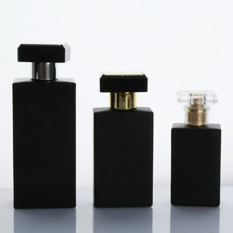 Lujo de alta calidad 30ml 100mL botella de perfume vacía negra mate de vidrio 50ml