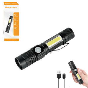 Lampe torche 4 modes d'éclairage COB LED 500 lumens rechargeable avec aimant puissant et clip de poche pour le camping et le travail - Product Image 1