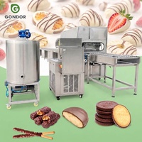 Chaîne de production automatique de chocolat pour la formation et l'enrobage de truffes, avec tunnel de refroidissement multi-niveaux et système de coulée en barres, pour laboratoire et petite production