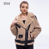 Frauen Kunstleder jacke mit Pelz kragen Warm Fashion Motorrad jacke