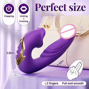 Jouets sexuels 3-en-1 : Dildos, vibrateurs, stimulateur double point G et clitoridien, étanche, pour femmes, avec fonctions de léchage de langue et de stimulation par effleurement des doigts - Product Image 3