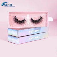 Boîtes à cils en stock, boîte tiroir pour cosmétiques, boîte en papier coulissante avec fenêtre PVC, logo imprimé personnalisable, faux cils