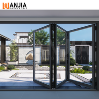 Portes pliantes en aluminium à rupture de pont thermique, étanches, avec verre trempé pour extérieur, porte patio pliante