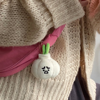 Porte-clés en peluche artisanal de la série Ferme : Oignon gras, Ail, Abricot, Abalone, Champignon