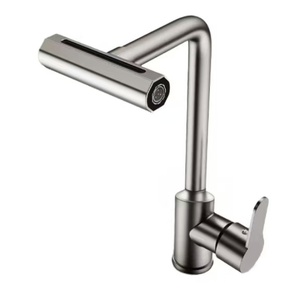 Robinet de cuisine moderne pivotant à 360 degrés à un seul trou avec cartouche en céramique, finition chromée pour évier - Product Image 1