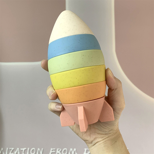 Aprendizaje educativo para bebés, juego para apretar, geometría Irregular, torre de apilamiento, cohete de anidación, juguetes apilables de silicona coloridos - Product Image 2
