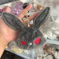 Nouveau Pendentif Peluche Lapin Noir Transfrontalier, Design Bully, Accessoire de Sac, Porte-clés Dessin Animé, Rembourrage Coton PP, Unisexe