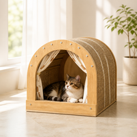 Maison pour animaux de compagnie en bois massif pour salon, avec griffoir en sisal intégré, utilisable toute l'année, sans débris dispersés, jouet pour chat