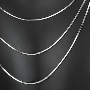 Colar de Aço Inoxidável para Mulheres, Joias de Moda em Cor Prata, Corrente de Cobra de 1,2mm, Comprimentos de 16, 18, 20, 22, 24 polegadas - Product Image 5