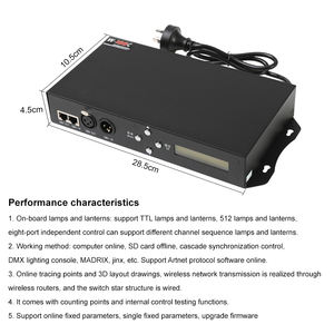 Aipin W-100C 8 Poort Dmx 512 Seriële Spi Signaal Rdm <span class=keywords><strong>Decoder</strong></span> Master Rgb Led Strip Licht Constante Spanning Programma Projectcontroller - Product Image 4