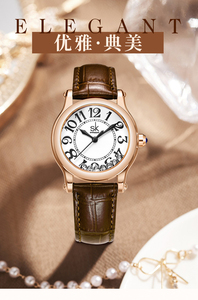 Reloj de Cuarzo para Mujer, Diseño de Lujo Ligero, Brillante, con Diamantes, Correa de Cuero Genuino Suave, Elegante, Resistente al Agua, para Uso Diario - Product Image 6