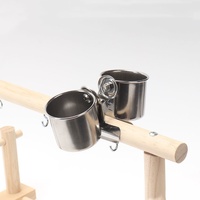 Outils d'alimentation pour oiseaux, double gobelet pour oiseaux de compagnie avec clip, mangeoire en acier inoxydable pour cage à perroquet