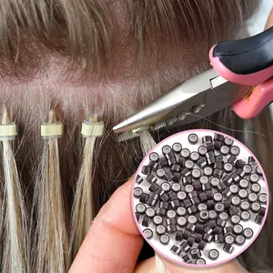 Hair Extensions Beads Tool Silicone Micro Rings Tube 1000pcs Nano Ring 3mm Silicone Lined Nano Rings Micro Silicon Beads