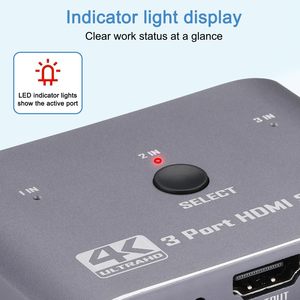 Conmutador <span class=keywords><strong>HDMI</strong></span> SYONG 3 en 1, 4K60Hz <span class=keywords><strong>HDMI</strong></span> 2.0 HDCP 2.2, 3D, Conmutador <span class=keywords><strong>HDMI</strong></span> de 3 Puertos, Control Remoto IR, Botón Manual, Conmutador <span class=keywords><strong>HDMI</strong></span> para PC, Laptop, TV - Product Image 3