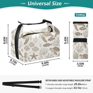 Hawaii Neutral Ocean Turtle Print Custom Insulated Lunch Bag, Cooler Bag for Picnic BBQ Food Takeout Delivery - Product Image 3