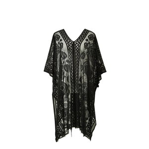 Women's Transparent Sexy Solid Sun Protection Breathable V-neck 100% Polyester 180g <b>Bikini</b> Beach Cover-Up 1 Piece - Product Image 1