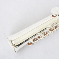 Saxophone soprano en Si bémol à prix d'usine, corps en laiton plaqué argent, conception de col monobloc avec clé G haute
