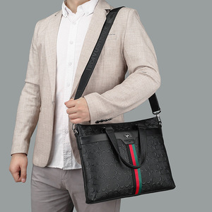 Borsa a tracolla/crossbody da uomo in vera pelle con logo a cavallo, resistente, da 14 pollici, per laptop, ideale per viaggi di lavoro, all'ingrosso - Product Image 2