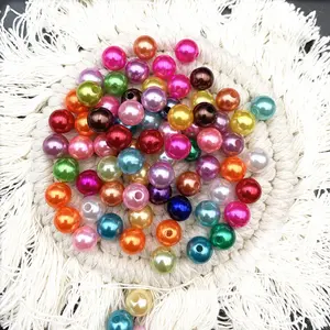 metal color ABS Faux Fake Pearls Beads plastic Metallic beads with hole special for bag making