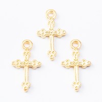 Pendentif Croix Fleur Ornée en Alliage de Zinc, Six Finitions, pour Fabrication de Colliers, Bracelets et Bijoux de Foi DIY