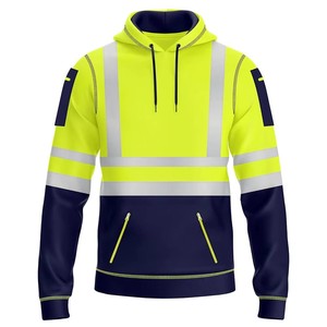 เสื้อฮู้ดสะท้อนแสงแบบหนาสำหรับงานด้านความปลอดภัย ขายดี รุ่น ANSI Class 2 EN 20471 เหมาะสำหรับผู้ชาย ให้ความอบอุ่น ใช้เป็นชุดยูนิฟอร์มรักษาความปลอดภัยได้ - Product Image 1