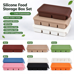 Food Grade Silicone Freezing Tray Rectangular Portion Divider Stackable <b>Ice</b> Cream Dessert Storage Container - Product Image 2