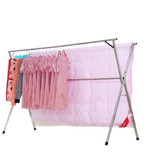 3-Rod Folding <strong>Telescopic</strong> Modern <strong>Clothes</strong> Rack Floor-Standing Galvanize Steel <strong>Rail</strong> for Indoor Balcony Living Room Outdoor - Product Image 2
