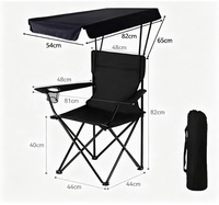 Chaise de pêche pliante portable robuste et légère avec accoudoirs, auvent et porte-gobelet pour le camping, les activités de plein air, les pique-niques, la plage et la pêche