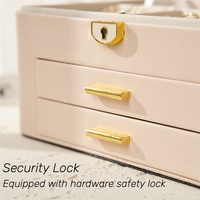 Organisateur de bijoux pour femme de luxe personnalisé en gros en cuir Pu marron grande boîte à bijoux cadeau tiroir avec logo