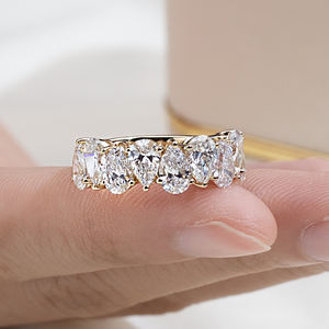 แหวนเพชรทรงลูกแพร์สังเคราะห์จากห้องปฏิบัติการ ทองคำแท้ 14K รุ่น MSR-2047 ได้รับการรับรองจาก IGI สำหรับผู้หญิง - Product Image 5