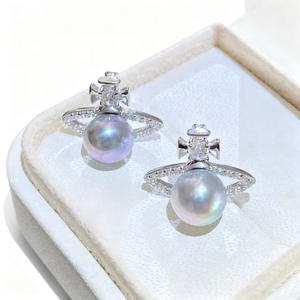 Pendentif en argent S925 avec accessoires en perles DIY 31291, pendentif de collier en jade de style planète vide rond de 6 à 8 mm - Product Image 5