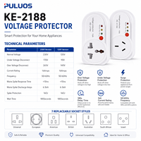 Protecteur de tension multi-standards Puluos KE-2188 avec options de prises universelles EU, US, UK, AU, Afrique du Sud