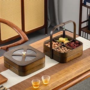 New Chinese style fruit platter, afternoon tea snack platter, <b>bamboo</b> tray for home use, snacks, candy, tea set, dried fruit - Product Image 2
