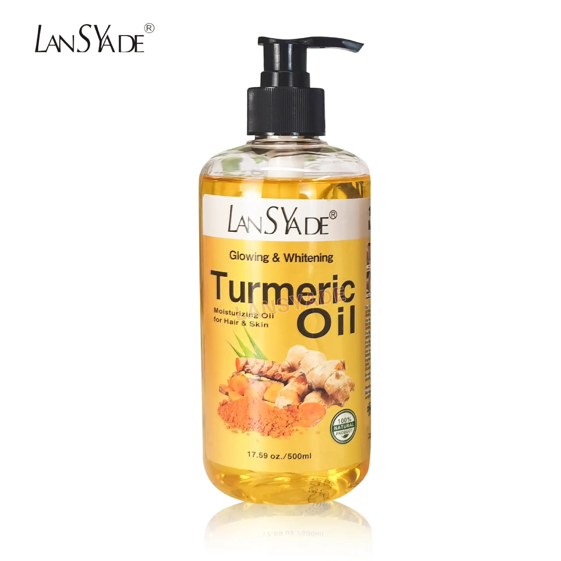 Pure Organic Turmeric Vitamin E Coconut Oil Fast Absorb Skin Whitening Face & Body and Hair Essential Massage Oil
