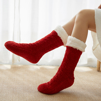 Chaussettes de maison floues antidérapantes d'hiver pour femmes Extra épaisses thermiques sommeil tricot intérieur chaud confort pantoufle Tube chaussettes pour femmes