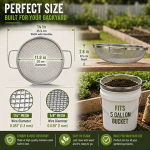 Galvanized Steel Soil Sifter Screens 1/4 1/8 <b>Mesh</b> 1.0MM <b>Wire</b> Gauge 30cm Diameter for 5 Gallon Buckets Filter Set - Product Image 2