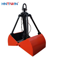 HNTIWIN Grappin hydraulique à quatre cordes en acier inoxydable avec dents de préhension, trous de 3m/5m, capacité de 3m³/5m³, moteur, télécommande sans fil, pour boues et sable