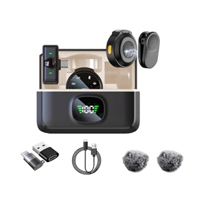 Mini Micrófono Inalámbrico UHF 3 en 1 con Doble Lavalier y Clip de Solapa Pequeño para Tipo C Micro Cravat San Fil - Product Image 1