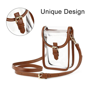 Borselli trasparenti per cellulare da donna borse a <span class=keywords><strong>tracolla</strong></span> da stadio con cinturino in PVC trasparente marrone chiaro con fibbia Mini <span class=keywords><strong>borsa</strong></span> a <span class=keywords><strong>tracolla</strong></span> - Product Image 4