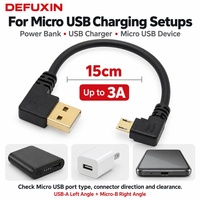 DEFUXIN Vergoldetes Dual 90-Grad-Winkel Micro-USB-Kabel 15cm Rechtwinkliges USB zu Micro-B 3A Schnellladekabel für Powerbank