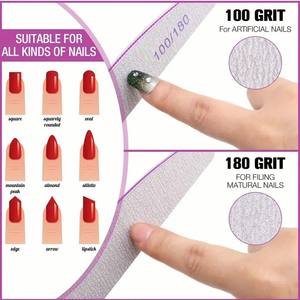 <span class=keywords><strong>Lime</strong></span> à ongles lavable en émeri, grain 100/180, <span class=keywords><strong>lime</strong></span> à ongles demi-lune pour manucure - Product Image 5