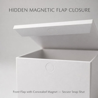 Boîte cube magnétique blanche de qualité supérieure, design M Cube, couvercle à charnière, fermeture magnétique cachée, surface minimaliste, taille personnalisée, vente en gros