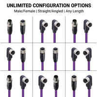 كابل M12 CANopen DeviceNet، نواة نحاسية، عازل PVC، مقاوم للماء IP67، 5 أقطاب، 4 أسلاك، محمي، طول 1.5 متر، صنع في ألمانيا، 100% أصلي للآلات