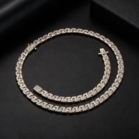 Collier Hip-hop de style européen et américain, maillons cubains en cuivre, entièrement pavé de zircone cubique 9 mm, accessoire unisexe tendance pour la mode