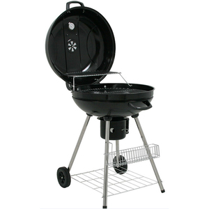 Parrilla ahumada para barbacoa, parrilla negra con carrito, hervidor de carbón y manzana - Product Image 1